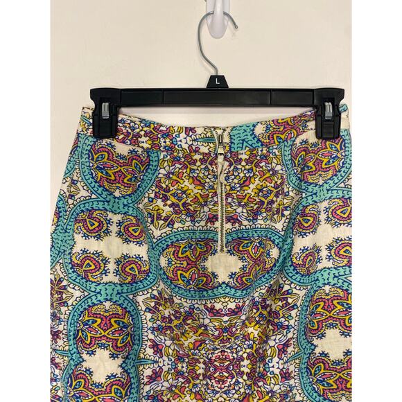 Anthropologie Maeve Manolya Pencil Skirt Paisley Midi Linen Preppy Academia 0 - Picture 10 of 16
